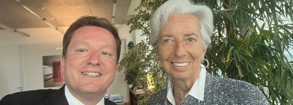 ANDREA CECCHERINI RICEVUTO DALLA PRESIDENTE BCE CHRISTINE LAGARDE A FRANCOFORTE PER PRESENTARE IL PROGRAMMA DI YOUNG FACTOR